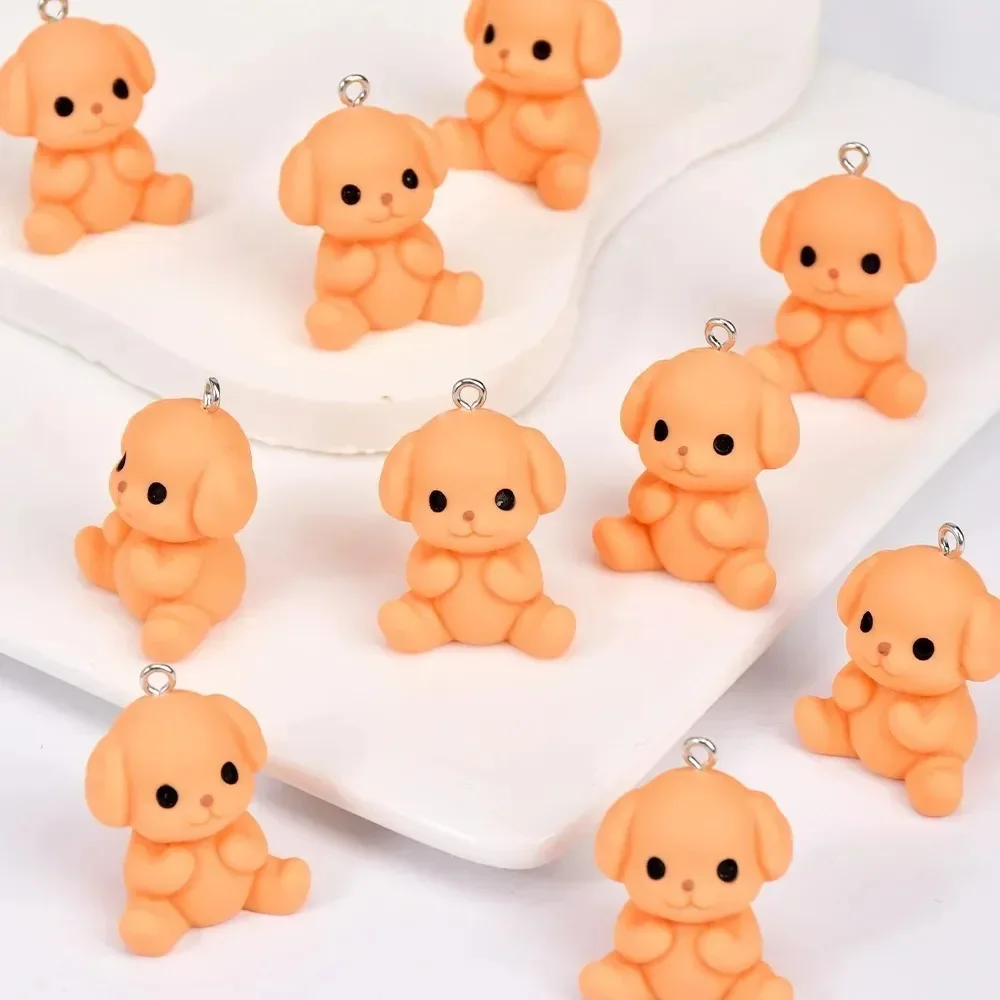 10Pcs Kawaii Tiny Dog Resin Pendants, Lovely Cartoon Pet Charms, Handcraft Findings for Keychain Phone Chain Making