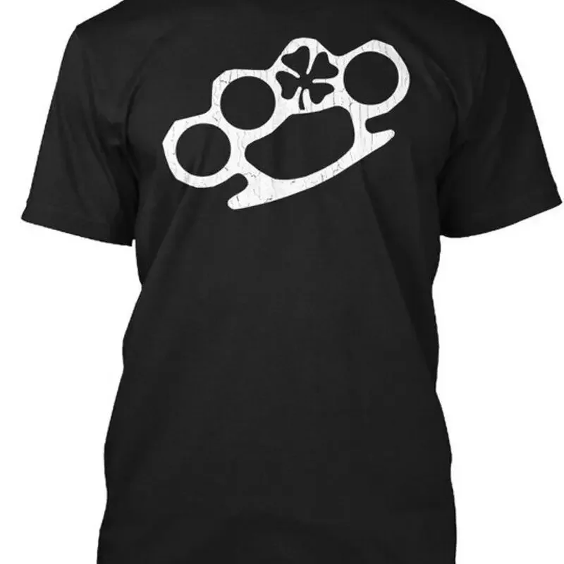 Irish Brass Knuckles With Shamrock Vintage Look T Shirt Made in USA S to 5XL