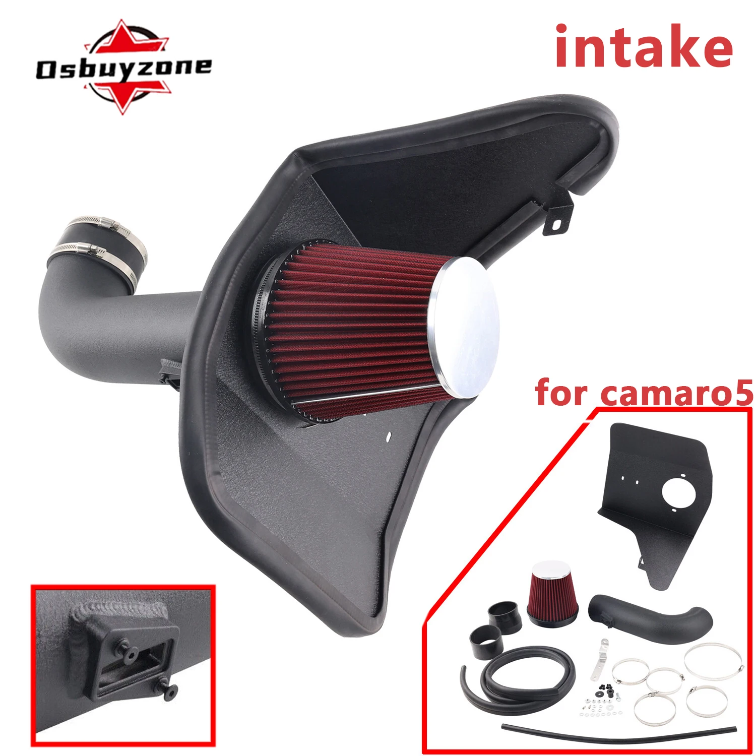 4 inch aluminum Air Intake Kit 2010-2015 Chevy Camaro SS 6.2L V8 Includes Heat Shield  Short ram NO TUNING REQUIRED