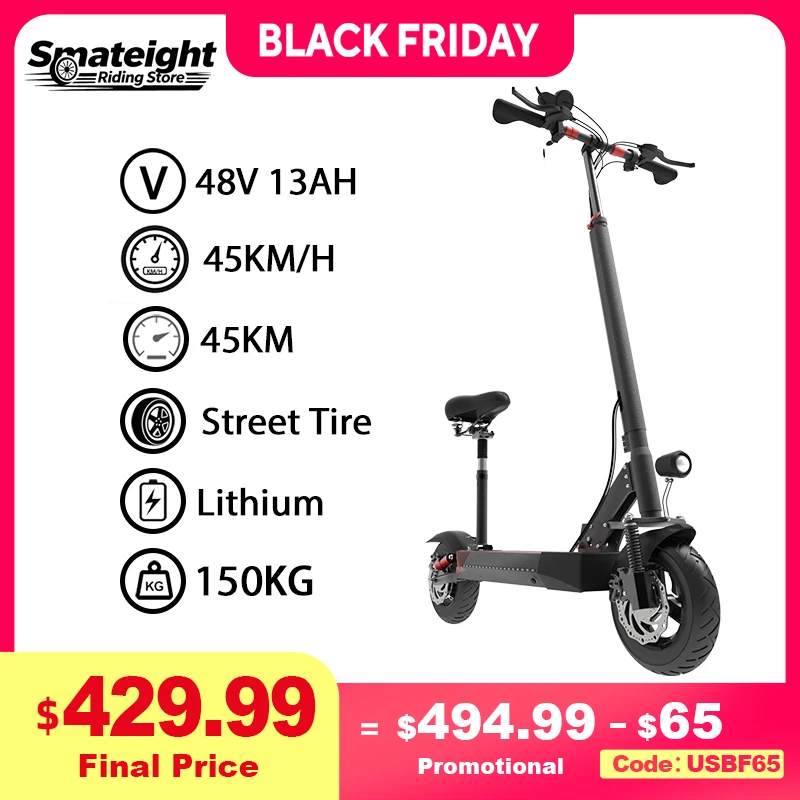 

Electric Scooter X48 1200W 10 Inch Tire 48V 13ah Battery LCD Screen Commuter Foldable E-Scooter with Disc Brake