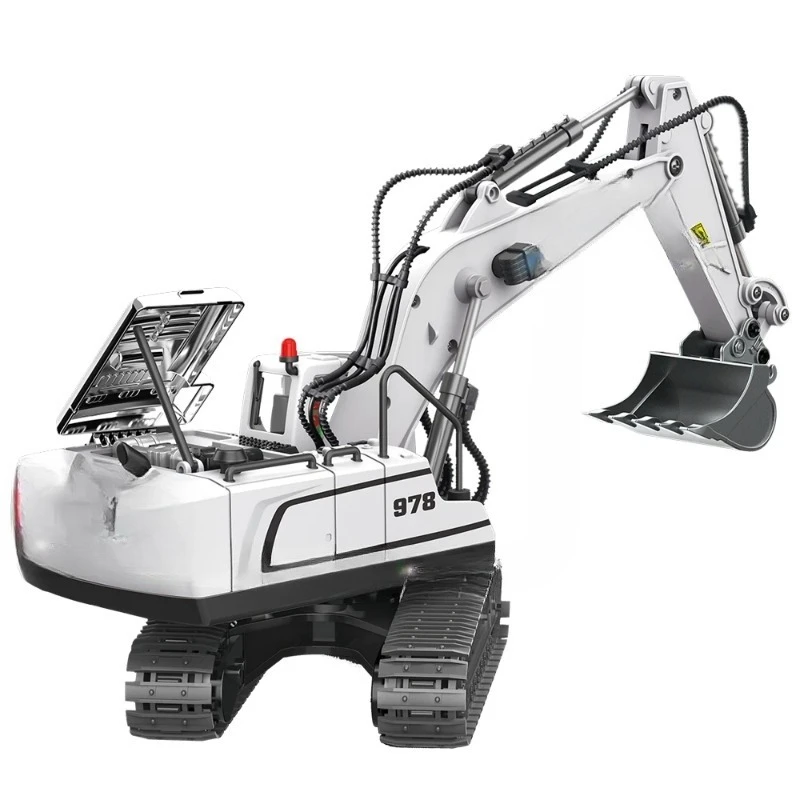 

1/20 Alloy Die Cast Engineering Vehicle 40min Play Rc Simulation Toys Kids Excavator Truck