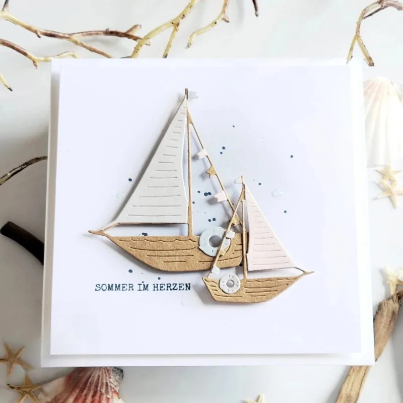 Piggy Craft metal cutting dies cut die mold Sailboat decoration Scrapbook paper craft knife mold blade punch stencils dies