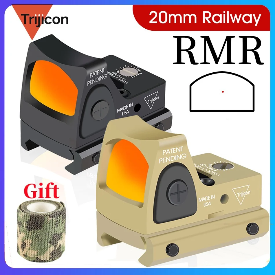 

Trijicon RMR Red Dot Sight Tactical Mini Optic Reflex Collimator GLOCK 17 Scope Hunting Airsoft Riflescope with Mount Plate Base