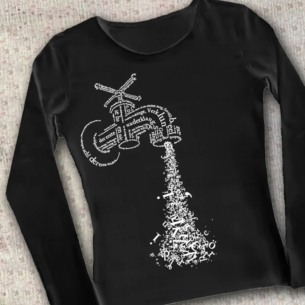 الجمالية فتاة باردة Y2K نمط الشتاء الخريف بلايز الشارع الشهير القوطية Harajuku الجرافيك طويلة الأكمام تي شيرت خمر 90s طويلة الأكمام #4