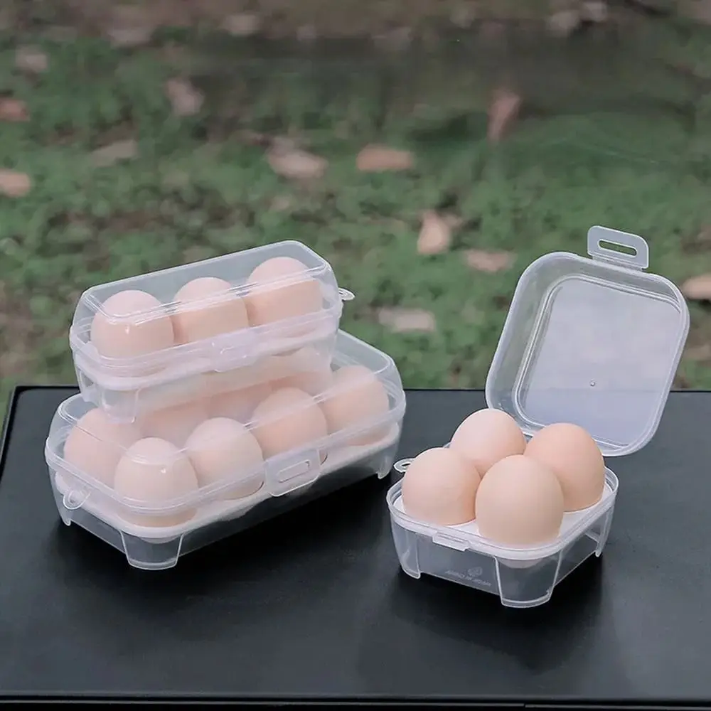 High Quality 3/4/8 Grids Egg Box Container Kitchen Tools Egg Holder Anti-fall Transparent Egg Storage Box For Outdoor Camping