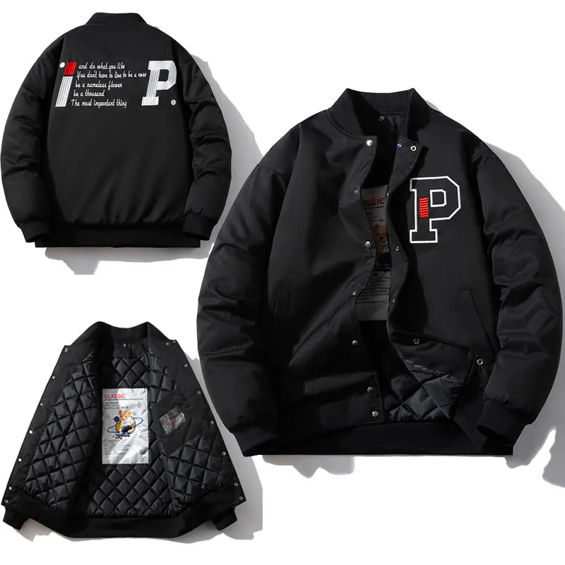 

ex Свободный крой Pilot Jaet Ретро Вышивка Хлопок Бейсбол Thiened Осень Зима Верхняя одежда Молодежная мода Полиэстер