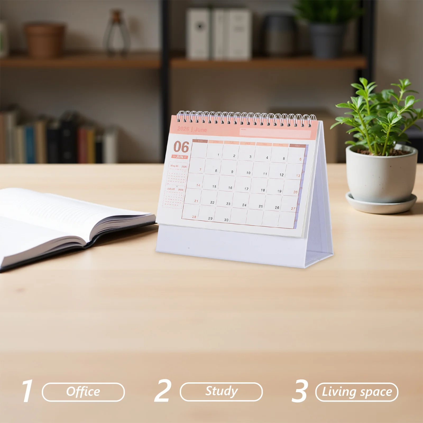 

Минималистичный маленький настольный календарь 2026 Компактный складной перекидной настольный планировщик для офиса, дома, школы, настольный календарь