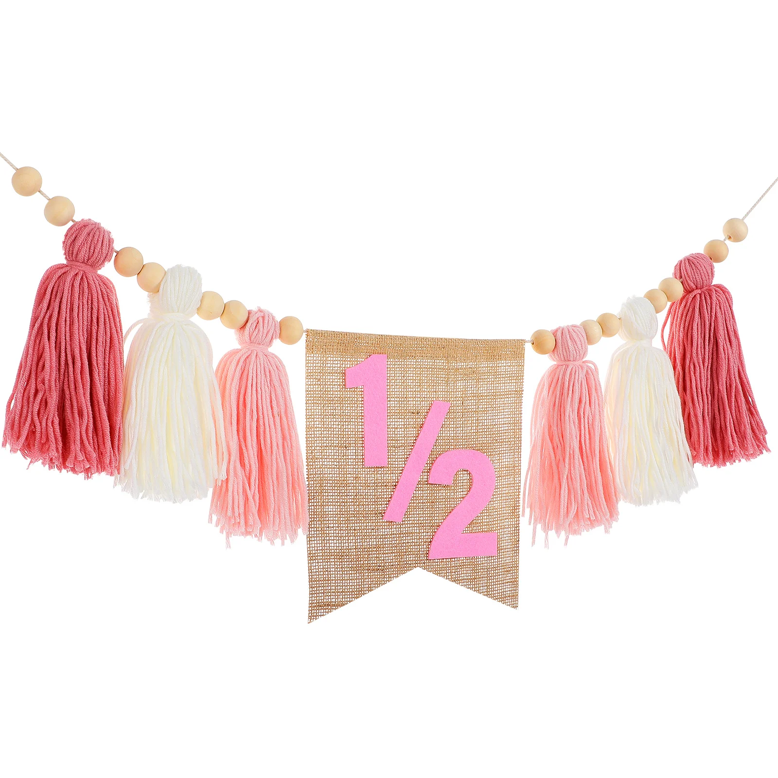 

High Chair Banner Baby Supplies Half Birthday Decorations 1 2 Polyester Cute Tassels Banner For High Chair Sturdy Material Easy