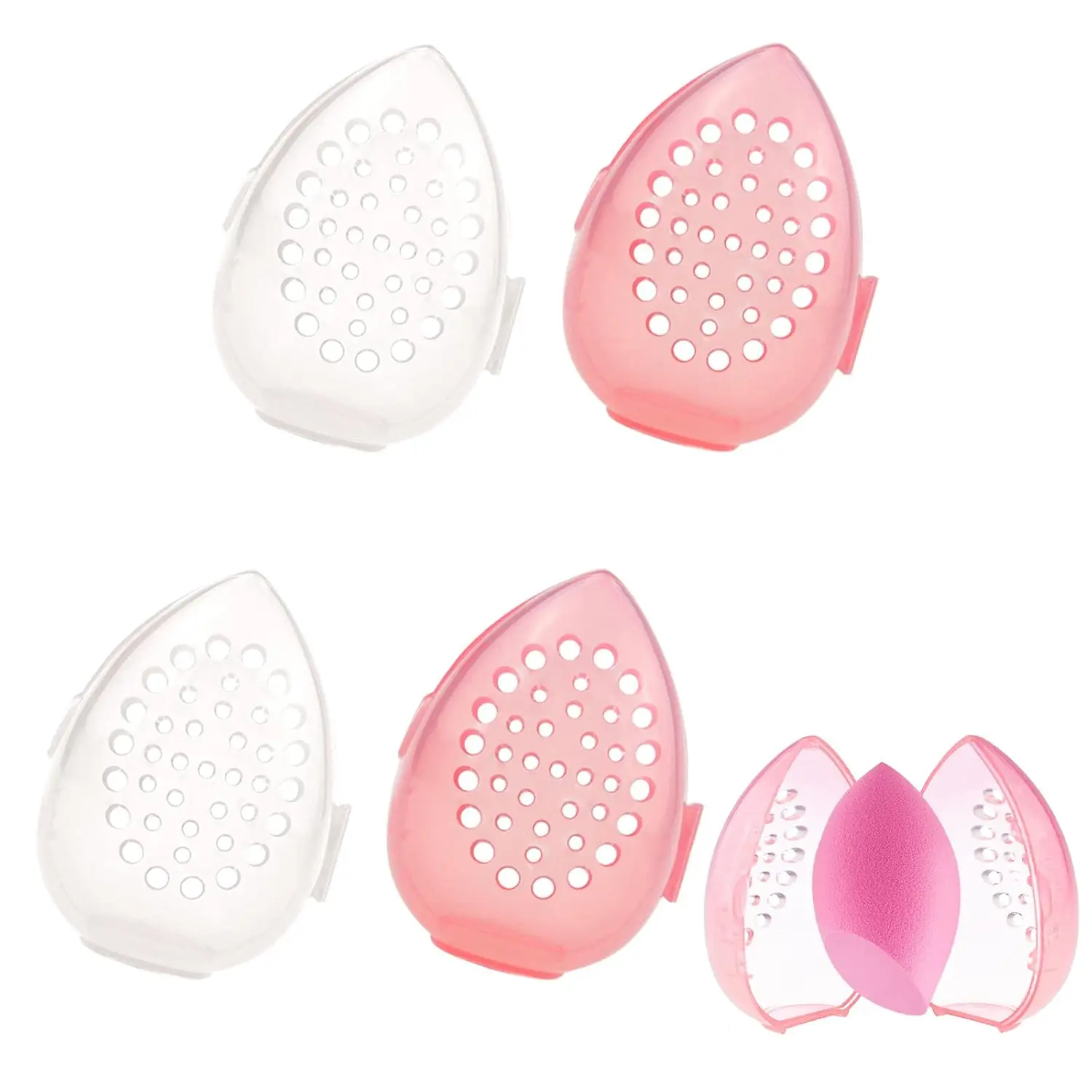 Empty Makeup Sponge Storage Box Plastic Egg Shaped Cosmetic Puff Organizer Rack Portable Makeup Blender Holder Stand Drying Box