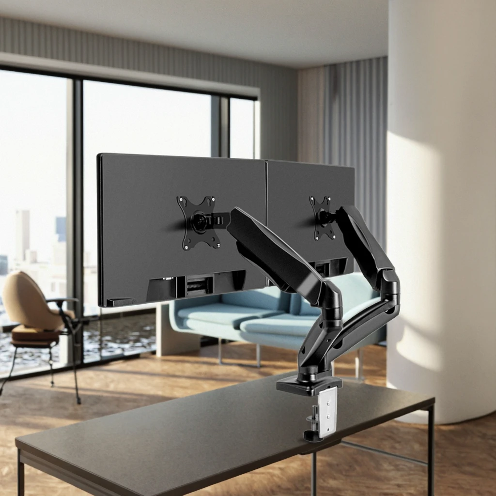 

Кронштейн для монитора с пневматической пружиной, подходит для настольного крепления, кронштейн для компьютерного монитора, двойной кронштейн для монитора.