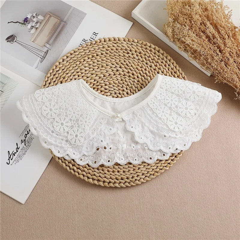 Summer Lace Shirt Fake Collar Shoulder Wraps Shawl for Womens White Sun Protection Detachable False Neck Collars Cape Scarf