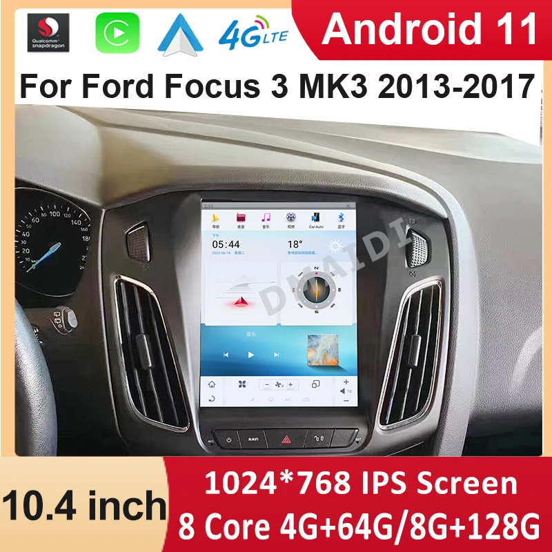 

Qualcomm 10.4 Inch Android 11 GPS Navigation For Ford Focus 3 MK3 2013 -2017 Car Multimedia Player Stereo Radio Carplay Auto DSP