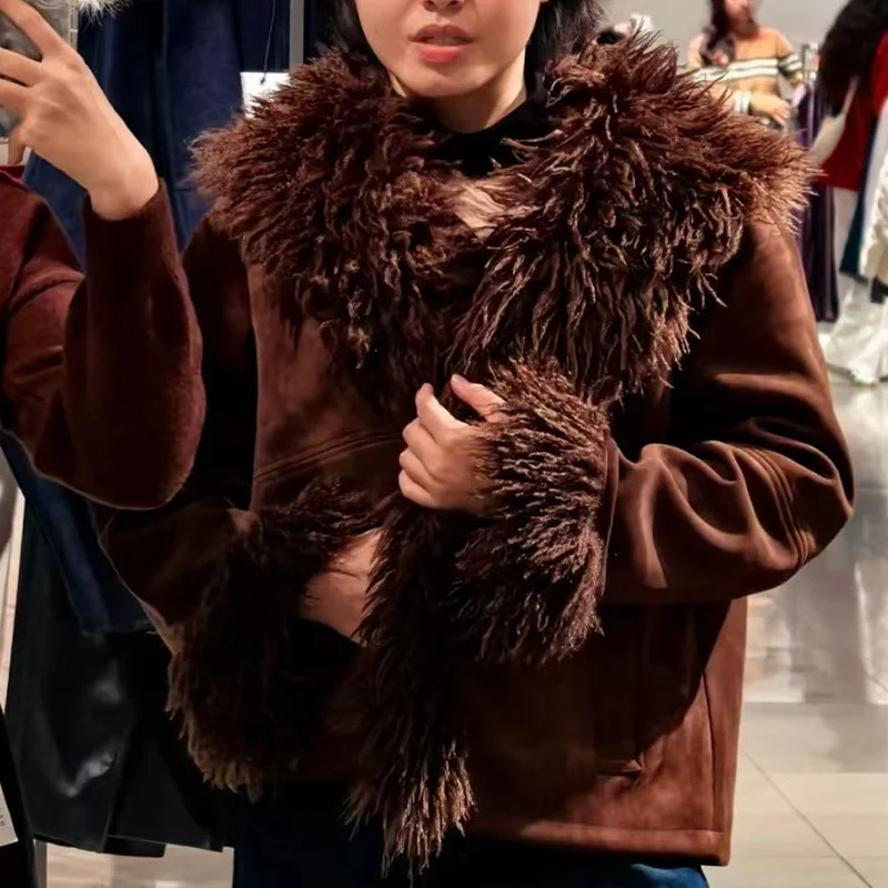 معطف نسائي من الفرو الصناعي لخريف وشتاء 2025 سترات عصرية جديدة معطف سميك للنساء سترة أنيقة غير رسمية للسيدات #5