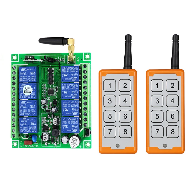 200-1000m DC12V 24V 36V 8CH 8 CH Wireless Remote Control LED Light Switch Relay Output Radio RF Transmitter And 433 MHz Receiver