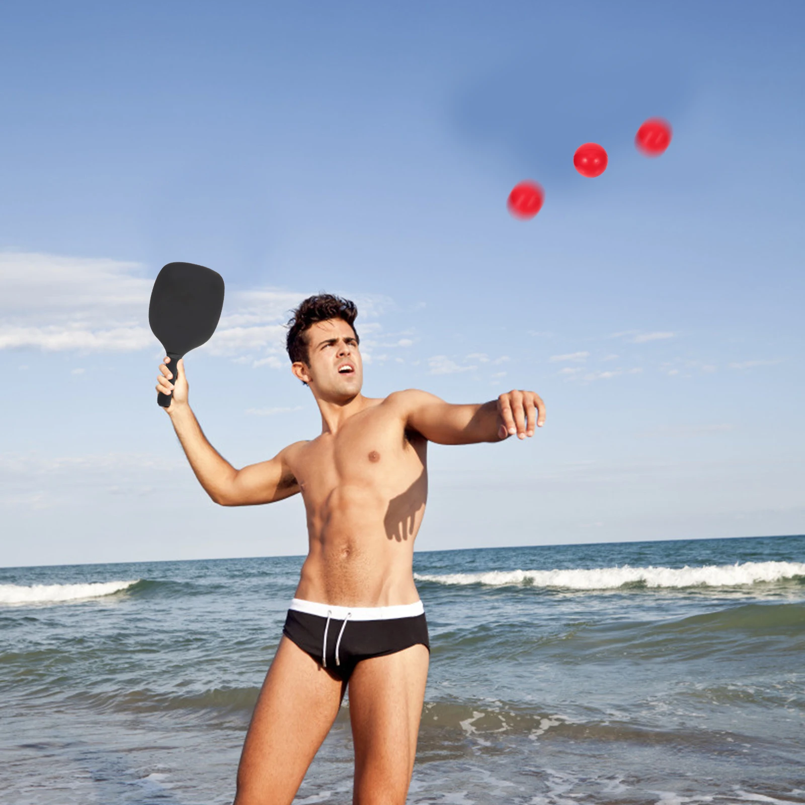 

6pcs Pu Beach Paddle Balls Practice Training Sports Game Pool Pitching Colored Replacement Soft For Indoor Outdoor