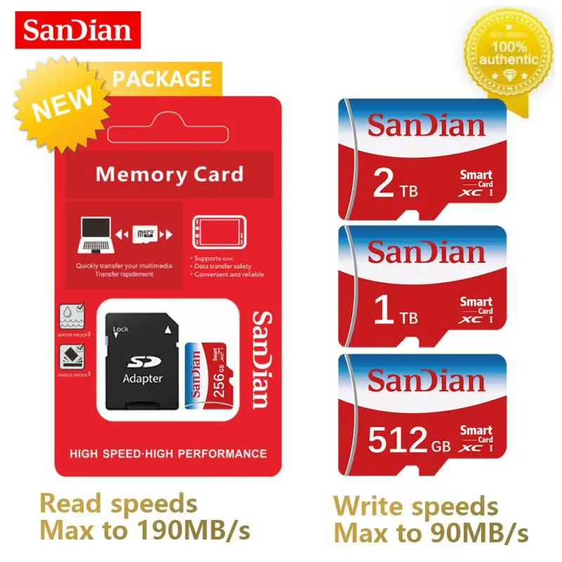 Micro TF SD Card 1TB V30 4K Memory Card High Speed U3 SD/TF Card 128GB For Nintendo Switch Ps4 Ps5 Game Laptop