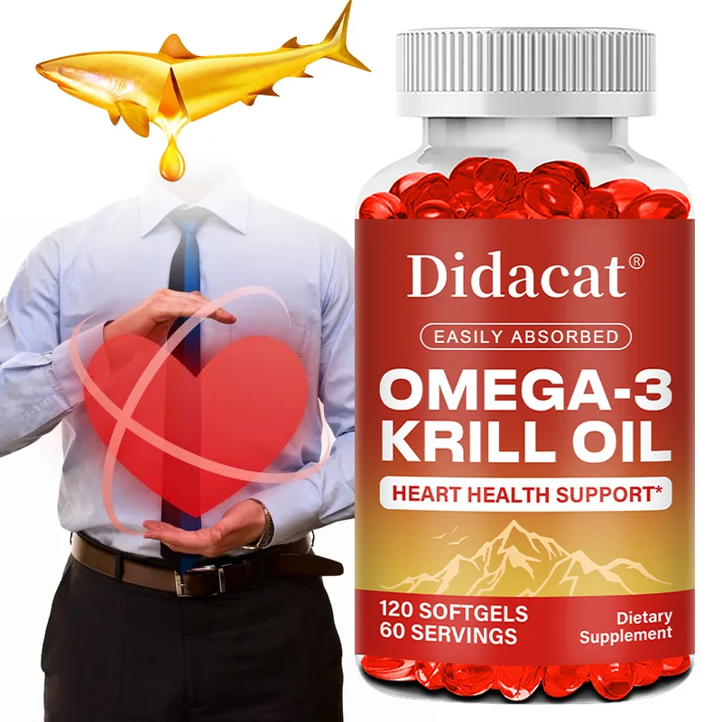 Krill Oil  Softgels – with Omega-3 EPA DHA & Astaxanthin, Supports Immune, Heart, Brain, Joint, Eye Health & Blood Pressure