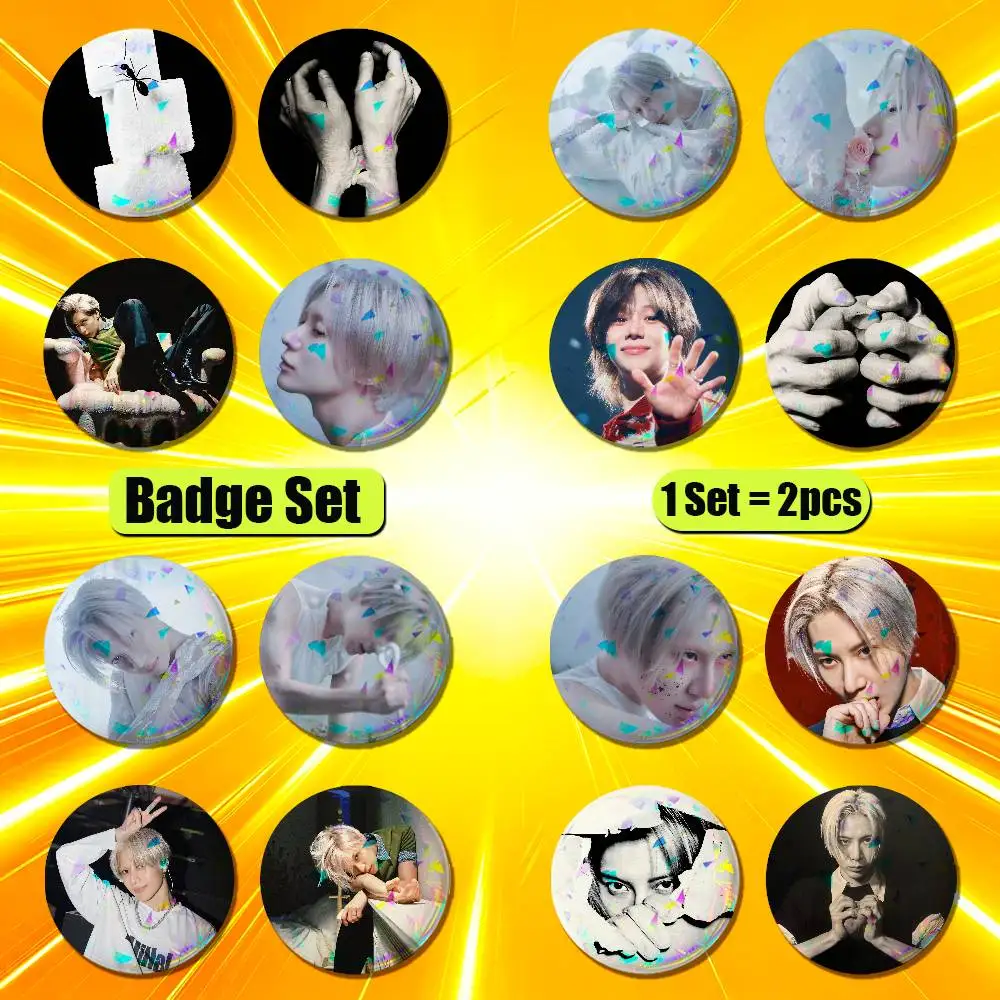 For Taemin Phase 1 Soft Violence Enamel Pin Badge Set 2PCS Round Metal Button Brooch Backpack Ita Bag Pins Custom