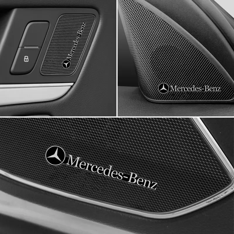 

4PCS/8PCS/12PCS car 3D metal car stickers aluminum alloy sound badge car logo Mercedes-Benz B/C/E/S A C200L GLC GLK CLA GLA