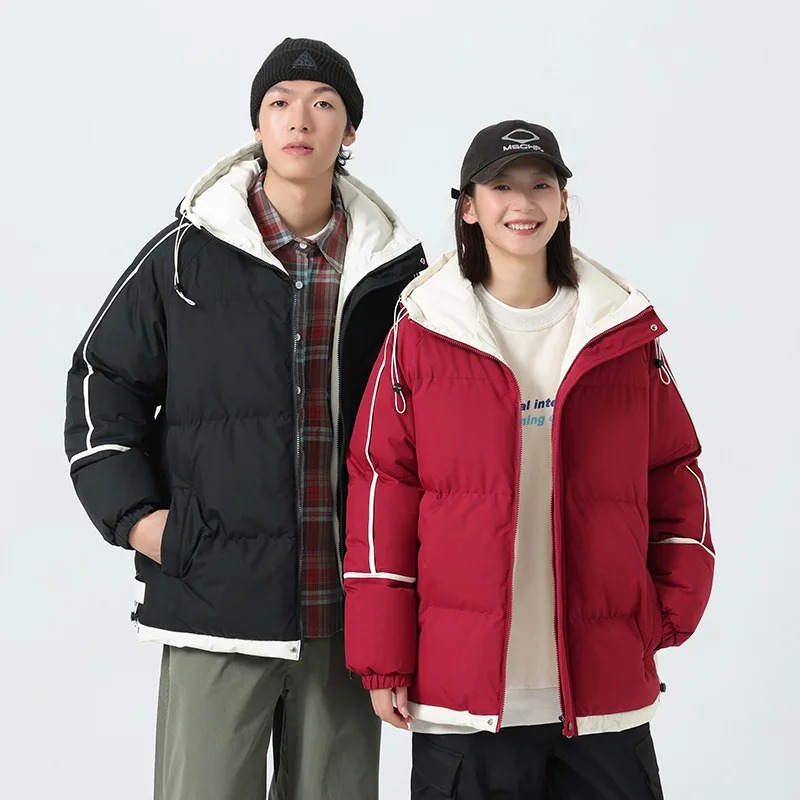 

Korean Version of Cotton Clothes Men Shoulder Sleeves Bread Clothes Student Hooded Cotton Clothes Couple Loose Casual Versatile