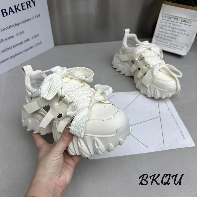 BKQU hollow father female summer sandals 2024 new all-match small thick bottom breathable mesh surface casual sports shoes