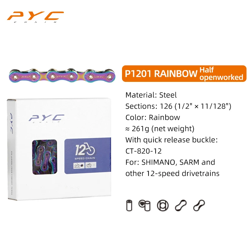 PYC Fietsketting Chroom Harden & Mushroom Pin Klinktechnologie voor Shimano, SARM, 10 11 12 Speed Aandrijflijnen Fietsen Onderdeel