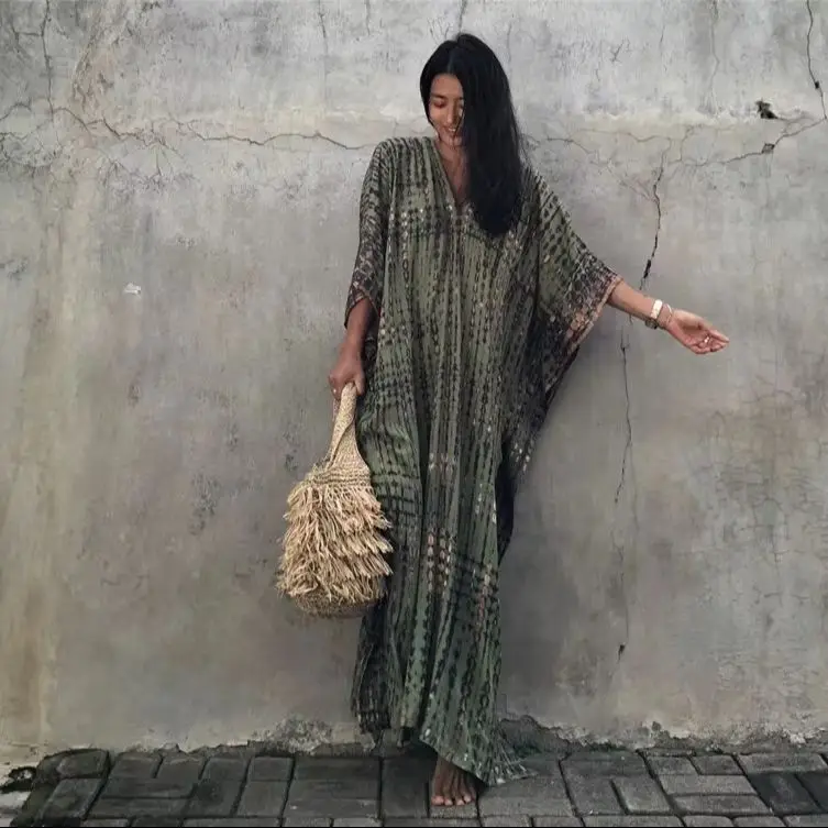 Women Beachwear Long Beach Coverups Kaftan Casual Caftan Dress Swimwear Cover Ups