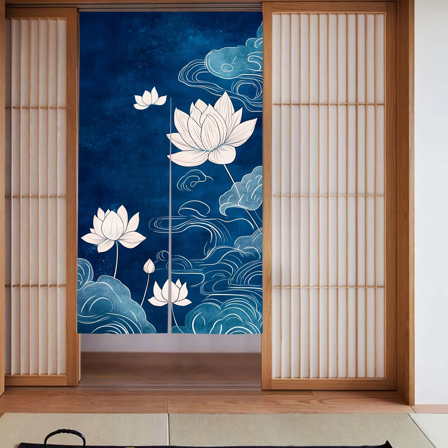 

1 шт., новая дверная занавеска в китайском стиле с рисунком облака лотоса, элегантная ткань с китайским узором лотоса, украшение для дома