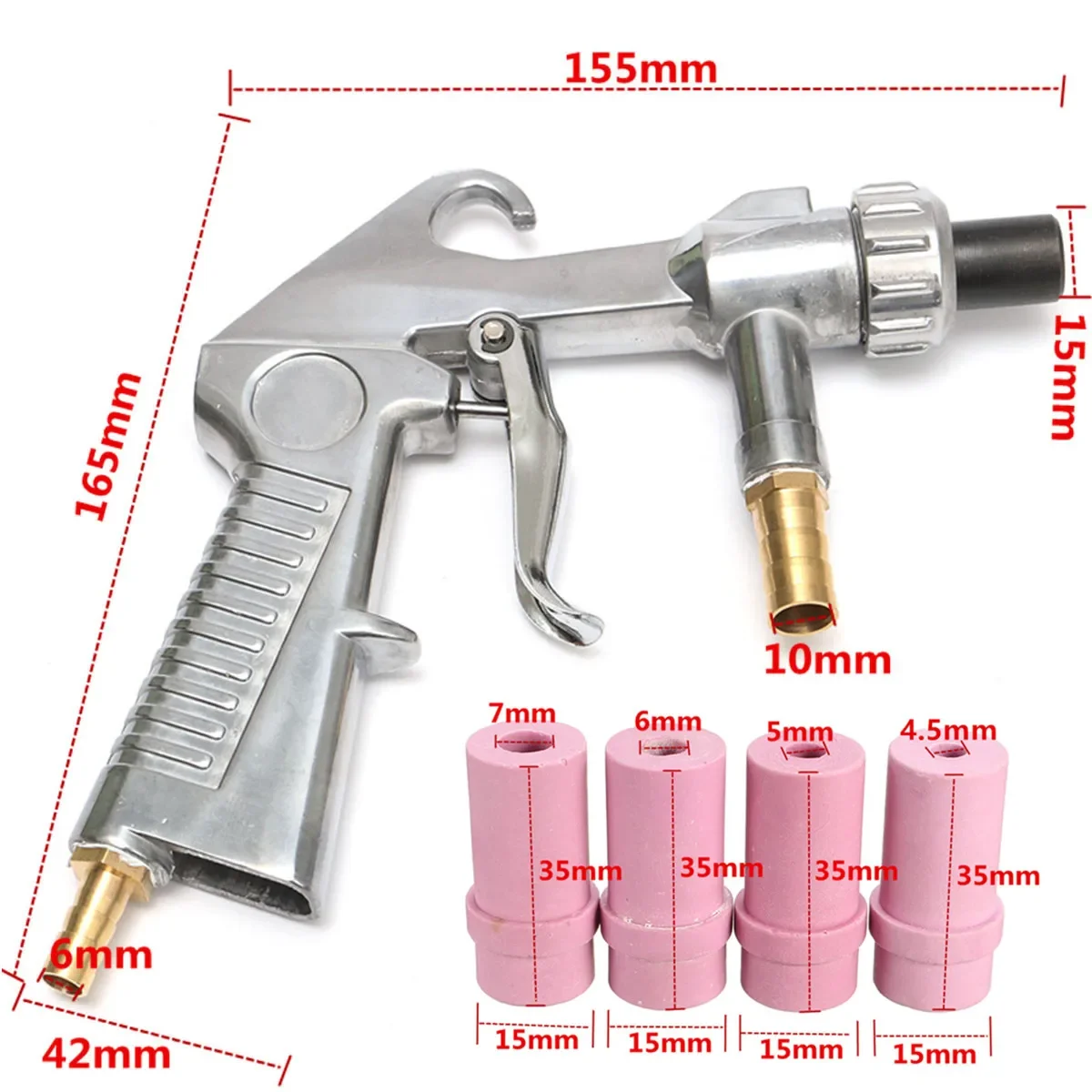 Sand Blasting Abrasive Tool Sprayer Sandblaster Feed Guns Air Siphon Ceramic Nozzles Tips Kit Power Tools