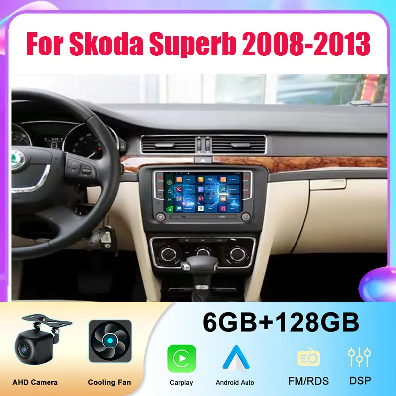

7‘’ Android For Skoda Superb 2008-2013 Car Audio Radio GPS Stereo Smart Multimedia Carplay Auto 2Din Accessories BT