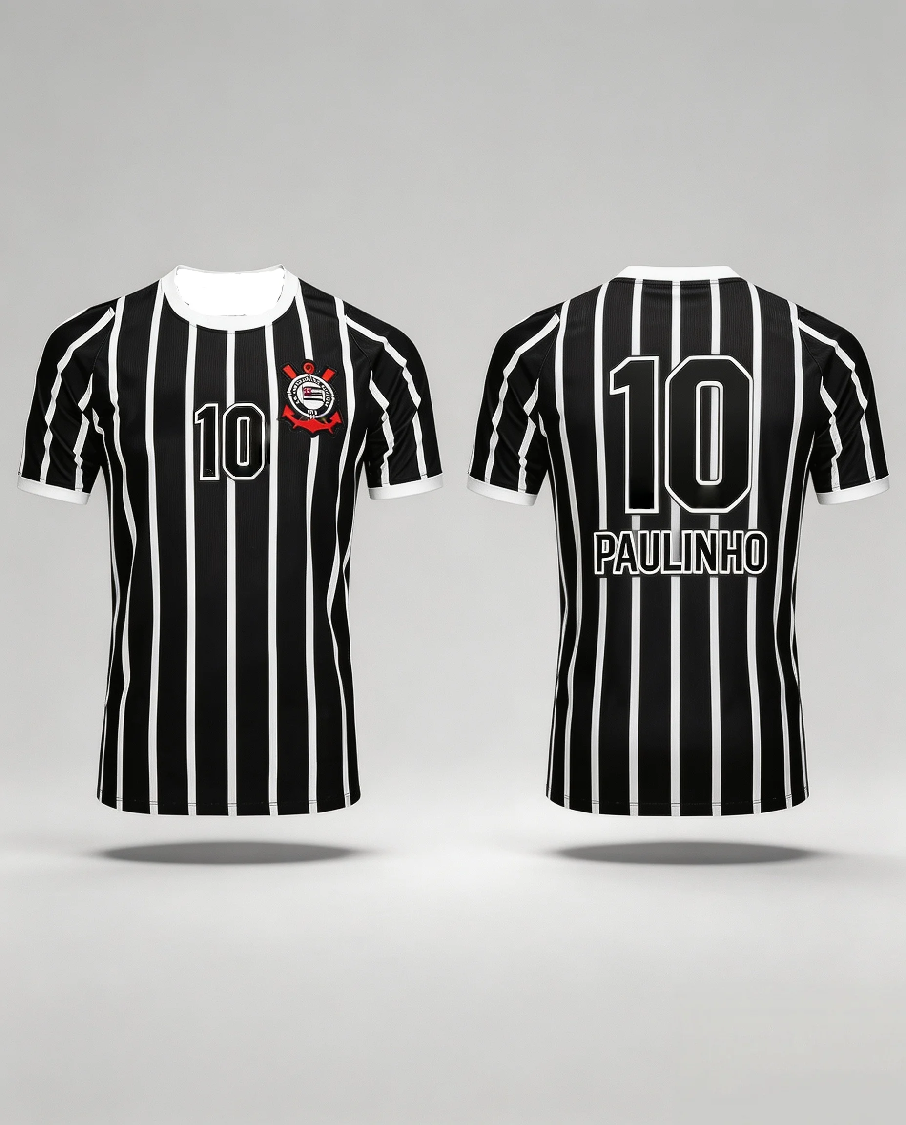 2026 Sommer Corinthians Fußballtrikot Y2K Schwarz Gestreiftes Oversize-Sport-Street-Fashion-Freizeit-T-Shirt – Detail 4