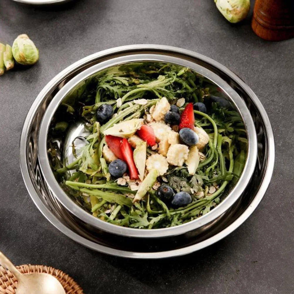 

Stainless Steel Tray Kitchen Plate Home Dish Serving Grill Food Restaurant Vegetables Shiny Decorative Bowls Plates