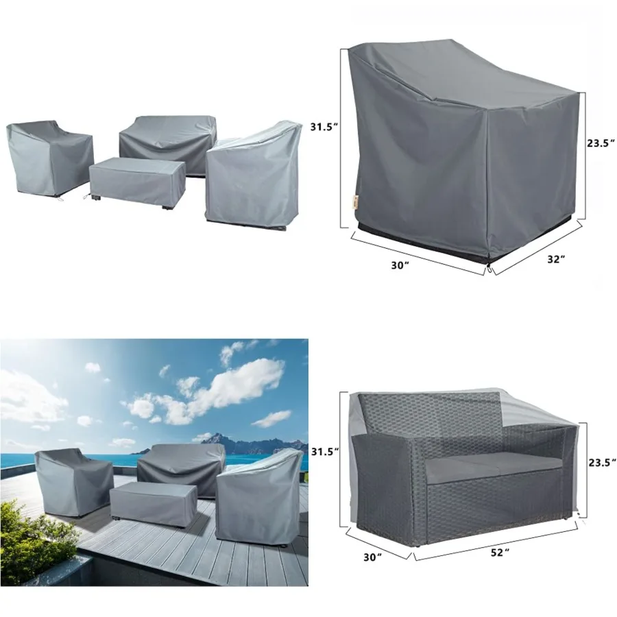 

Patio Furniture Covers, Outdoor Furniture Cover Waterproof, Patio Furniture Set Covers for 4 Pcs Outdoor Conversation Set, Pati