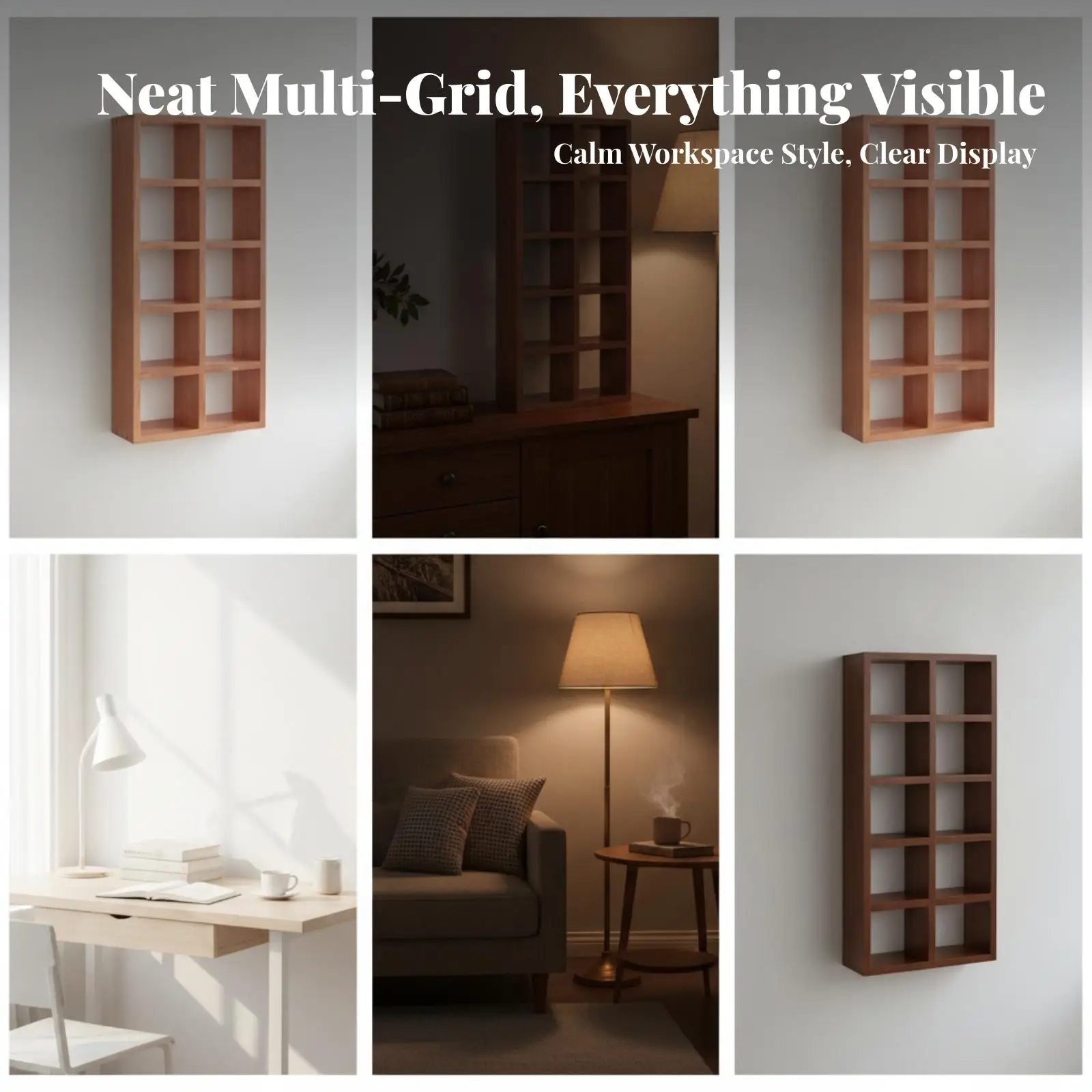 Space Saving Wall Shelf Display Stand for Mugs and Keepsakes Wooden Storage for Narrow Gaps