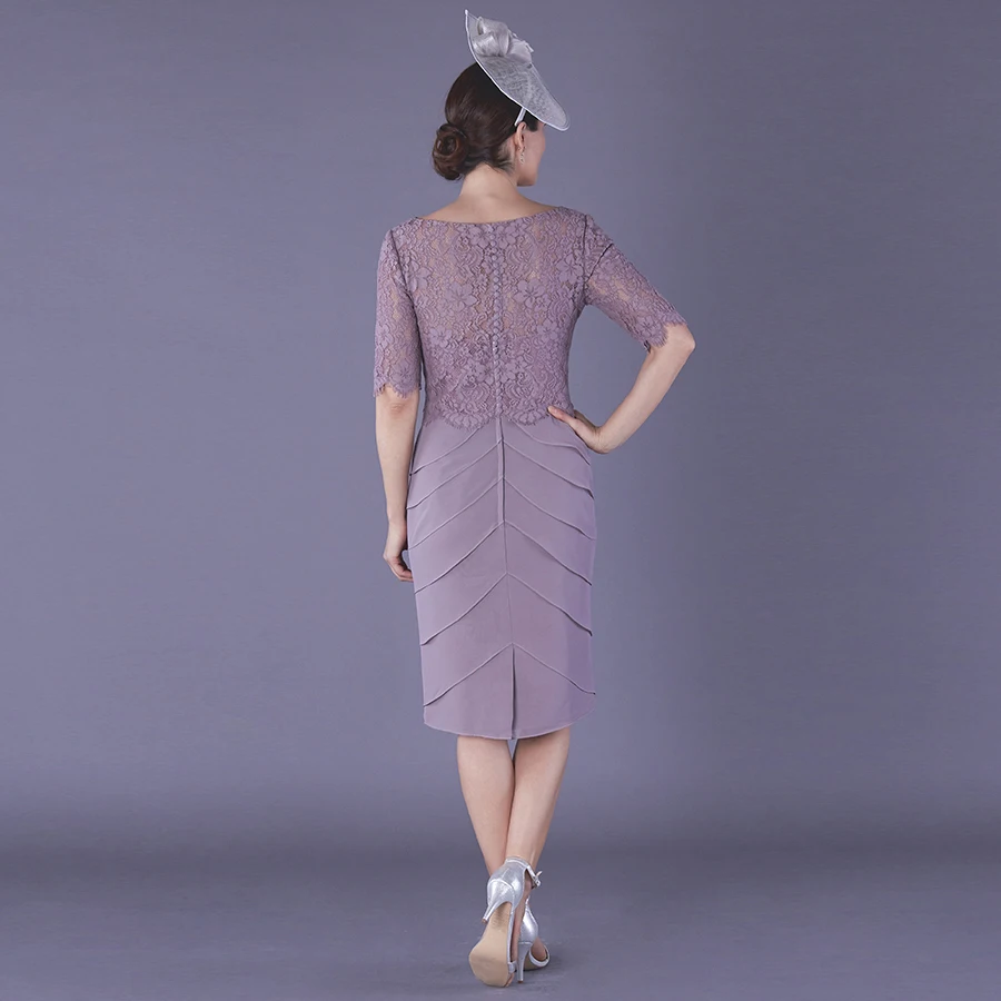 Elegant Scoop Neck Half Sleeves Mother Of The Bride Dress Lace Tiered Chiffon Mother Vestido De Noche Wedding Party Dresses 2025