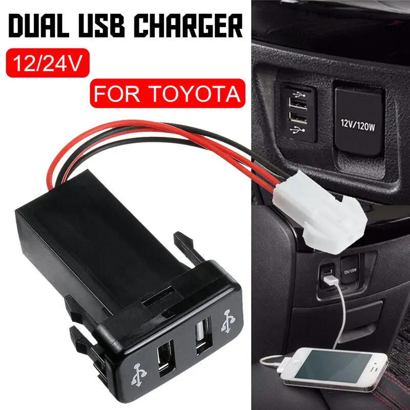 

Dual USB Socket Audio Charger For Toyota Prado Hilux Land Cruiser 100 120 Series 2.1A Car Charger Auto Accessories