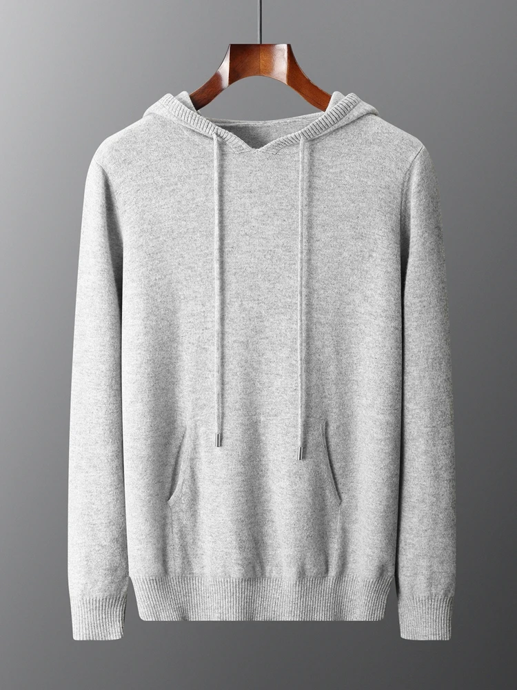 

Осень-зима, мужская кашемировая толстовка с капюшоном из 100% мериносовой шерсти, пуловер с капюшоном, популярный повседневный свитер, мягкий трикотаж с длинными рукавами, топы