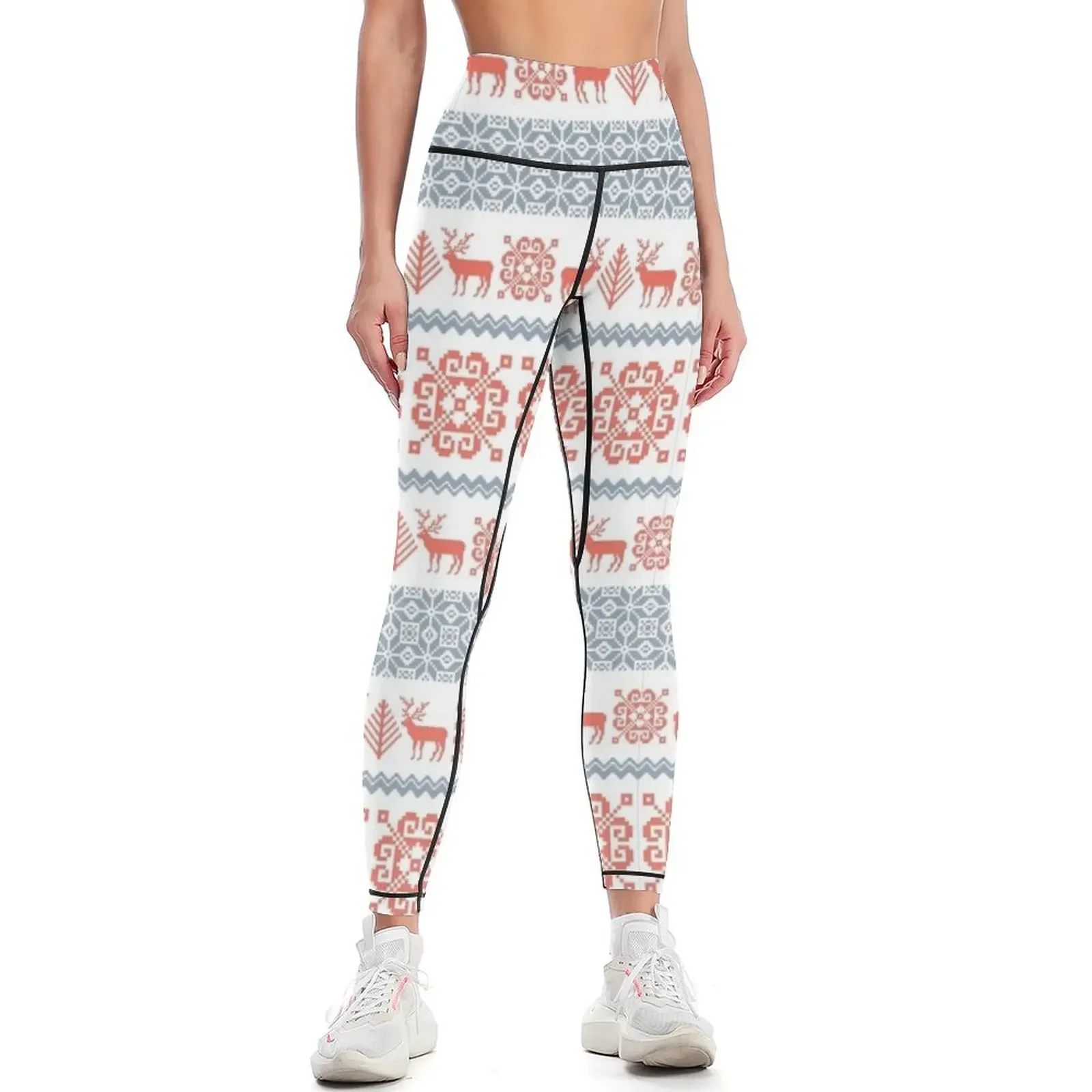 

Traditional knitted nordic ornament Leggings Pants sport gym's clothing Women's tights Womens Leggings