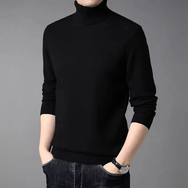 2025 new style men winter commerce fashion high neck soild color high fabric wool gentleman