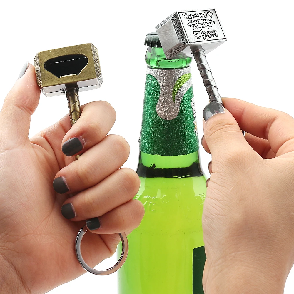 1PC Beer Bottle Openers Multifunction Hammer Of Thor Shaped Beer Bottle Opener With Long Handle Bottler Opener Keychain