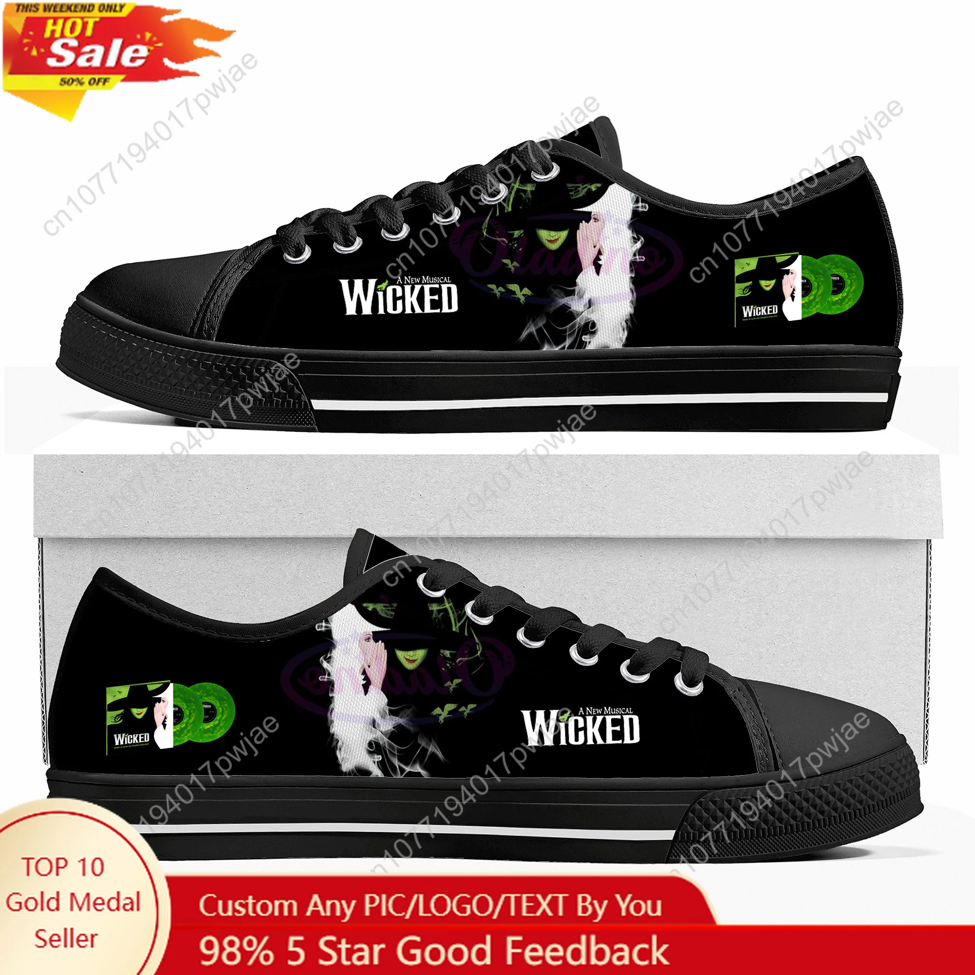 

Wicked the Musical Low Top High Quality Sneakers Mens Women Canvas Sneaker Casual Couple Hiking Lightweight Custom Shoes