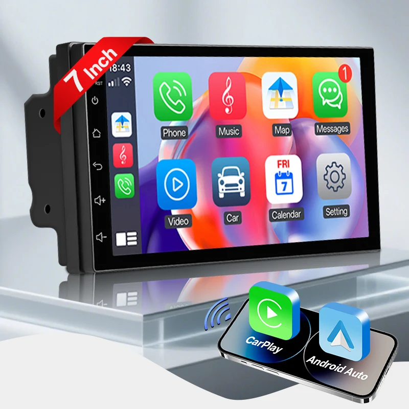 Hippcron 7/9 inch autoradio 2 Din draadloze Android Auto Carplay multimediaspeler Bluetooth IPS touchscreen FM-audio-ontvanger