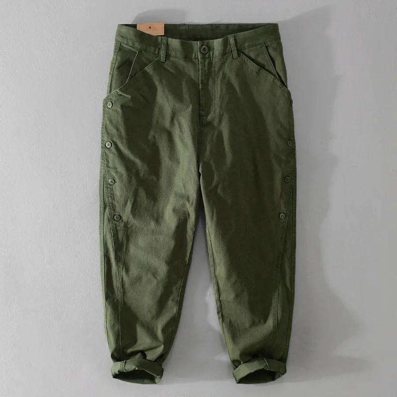 

Американская рабочая одежда, прямые брюки, мужские свободные брюки, модные цветные повседневные брюки, дизайн с несколькими пуговицами