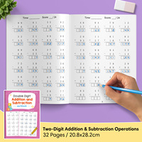 Kids math workbook two digit addition subtraction vertical calculation 32 pages A4