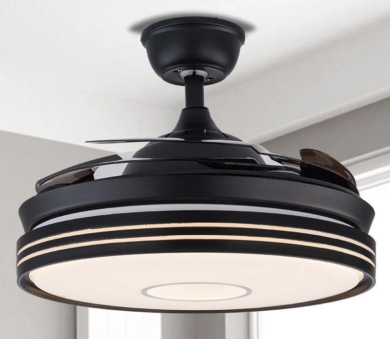 Moderno e simples casa nórdica ventilador de teto luz invisível integrado mudo