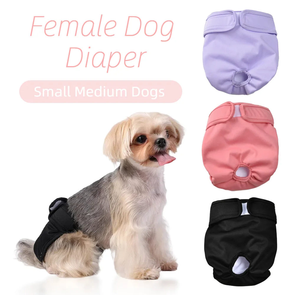 Wiederverwendbare Windeln für Hündinnen, kleine und mittelgroße Hunde, wasserdichte Haustier-Menstruationsunterwäsche, atmungsaktive physiologische Hose, Chihuahua-Mops