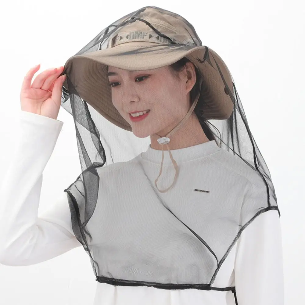 Camouflage Hat-Veil Outdoor Fishing Beekeeping Hat Head Face Mask Hat Mosquito Net Insect Bee Net Anti Bee Hat Hat Insect Mesh