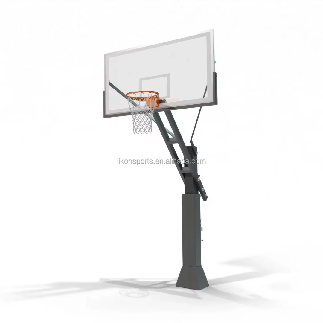 72 Inch Adjustable Height Tempered Glass Backboard Steel Basketball Hoop Stand with Rim