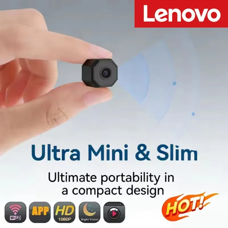 Lenovo Wireless Camera 4K Surveillance Security Mini Video Cam Night Vision Motion Detect Camcorder Mini Cam Monitor Smart Home