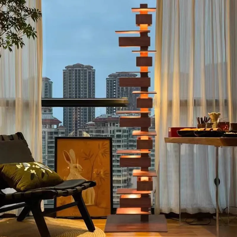 

Japanese retro solid wood floor lamp high-end bedroom bedside table lamp